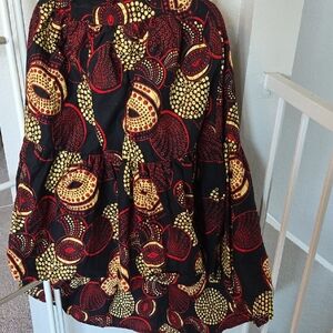 Vibrant AFRICAN Black and Yellow Patterned A-Line Skirt